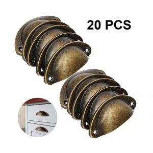 Lot de 20 poign&eacute;es coquille style vintage pour armoires et tiroirs - Neuf