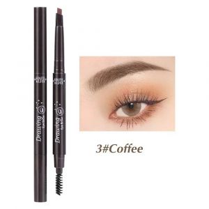 Crayon &Agrave; Sourcils Double Extr&eacute;mit&eacute; Noir Marron Avec Brosse,Triangle Rotatif Durable,Imperm&eacute;able,Non Tach&eacute;,Tatouage Des Sourcils,Maquillage.B03. - Neuf