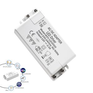 Transformateur LED 24W,Transformateur LED pilote,230V &agrave; 12V basse tension pas de scintillement LED ni de bruit de transformateur,pas de charge minimale pour G4,MR16,lampes LED,1 pack - Neuf