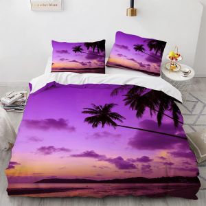 Parure De Lit Paysage De Plage Housse De Couette X Cm Impression D Polyester Coton Housse De Couette X Avec Deux Taies D'oreiller X Cm - Neuf