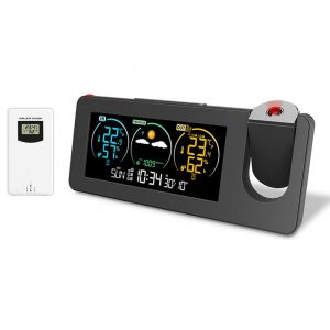 SUBZONAL-Station m&eacute;t&eacute;o &agrave; projection &eacute;lectronique avec thermom&egrave;tre, pr&eacute;visions m&eacute;t&eacute;orologiques int&eacute;rieures/ext&eacute;rieures, temp&eacute;rature et humidit&eacute; num&eacute;riques, facile &agrave; utiliser, . - Neuf