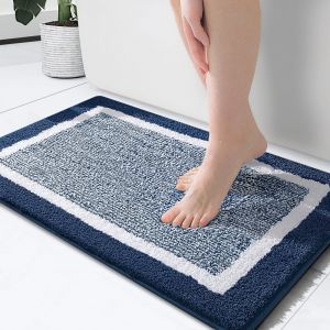 (Bleu marine) 1 tapis de bain doux en microfibre, tapis de salle de bain antidérapant, tapis de bain absorbant l'eau de douche lavable en machine, tapis de sol de salle de bain - Neuf