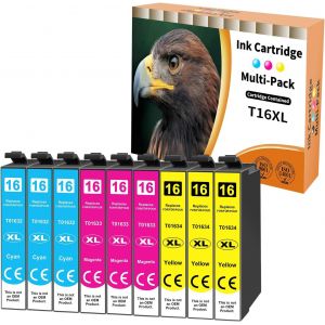Cartouches 16XL compatibles avec Epson 16 XL T1632 T1633 T1634 pour Workforce WF-2760 WF-2630 WF-2510 WF-2660 WF-2750 WF-2650 WF-2540 WF-2530 WF-2520 (3 Cyan 3 Magenta 3 Jaune) - Neuf