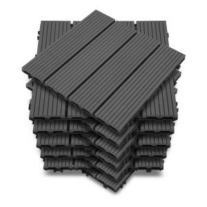 Dalle De Terrasse Dalles Clipsables En Bois Rev&ecirc;tement Carrelage 30 X 30 Pour Jardin Terrasse, Anthracite 110 Pi&egrave;ces - Neuf