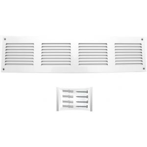 Grille Aeration Blanc 400x100mm avec Moustiquaire ¿ Evacuation Caches Tuyau Ventilateur ¿ d'Extraction Ventialtion ¿ Exterieur Interieur ¿ Gaine Cache Extracteur d'air VMC ¿ Climatiseur Seche - Neuf