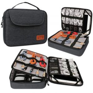 Étui de rangement pour câbles, chargeurs, souris, adaptateurs d'ordinateur, pochette de transport pour petits appareils électroniques et accessoires - Noir - Neuf