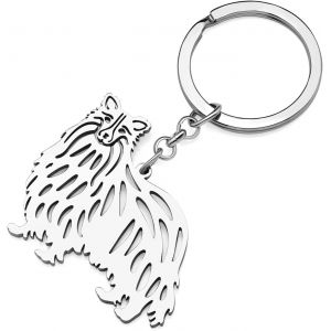 KAL-Porte-Cl&eacute;s Chien Acier Inoxydable Portefeuille Porte-Cl&eacute;s Voiture Bijoux Animaux Amoureux Chiens Cadeaux Femme Filles Porte-Cl&eacute;s Chien - Neuf