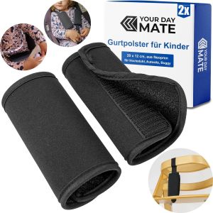 Subzonal-Couvre Ceinture Pour Chaise Haute Et Si&egrave;ge Enfant, 2 Pcs, En Noir, Housse En N&eacute;opr&egrave;ne Souple Avec Fermeture Boucle De Crochet, Coussin De Ceinture 5 Points, Ceinture 3 Points, Ceinture Si&egrave;ge - Neuf