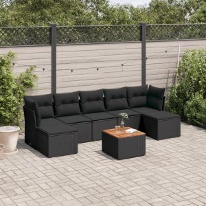 Prolenta Premium - Salon De Jardin 8 Pcs Avec Coussins Noir R&eacute;sine Tress&eacute;e - Neuf