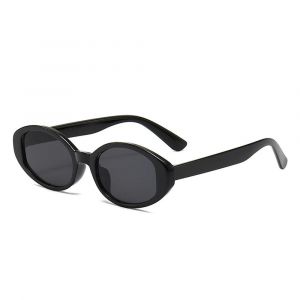 Lunettes De Soleil Elliptiques Petite Monture Esth&eacute;tique Protection Solaire Lunettes Anti-&Eacute;blouissement Noir Gris - Neuf