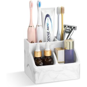KALANKA-Porte-brosses &agrave; Dents, Supports de Brosses &agrave; Dents &agrave; S&eacute;chage Rapide pour Salle de Bains, Organisateur de Brosses &agrave; Dents Electrique &agrave; Terre Diatom&eacute;e pour Comptoir de Dressage, Marbre Blanc - Neuf