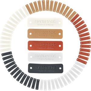Mevronisshop-70 Pi&egrave;ces &Eacute;tiquettes Fait Main Pour Couture, &Eacute;tiquettes En Cuir Pu Fait Main, &Eacute;tiquettes Personnalisables &Agrave; Coudre Avec Trou, Accessoires Tricot, V&ecirc;tements, Fait Main, Chapeaux (70 Pi&egrave;ce - Neuf