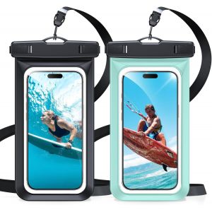 Kal-Pochette Étanche Pour Téléphone Portable, Lot De 2 Coque Pour Iphone 16 15 14 13 12 Pro Max Plus, Pour Samsung Galaxy Xiaomi Redmi Et Autres Jusqu'à 7 Avec Lanière, Noir + Vert - Neuf