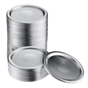 50 Pcs Large Mouth 86 Mm Mason Pot Canning Couvercles,Couvercles Argent&eacute;s R&eacute;utilisables &Eacute;tanches De Type Fendu Avec Sil - Neuf