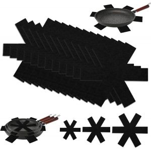 Jexnovashop-12 Pi&egrave;ces Protege Poele Protection Poele Et Casserole Protege Casserole Et Poele Dessous De Plats Protections De Casseroles Anti-Rayures 4 Tailles (26/35/38cm) Gris (Noir) - Neuf