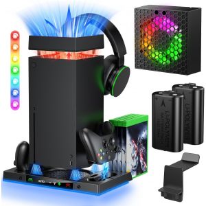 Support De Charge Avec Accessoires De Ventilateur De Refroidissement Intelligent Ai Pour Xbox Series X Avec Haute Puissance,Double Station De Chargement Sans Fil Pour Manette Xbox X,Batterie Rechar - Neuf