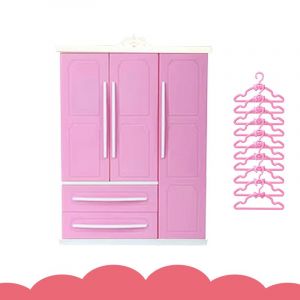 Armoire de poup&eacute;e Barbie de 30 cm, jouets pour enfants, v&ecirc;tements, meubles, armoire, rangement de poup&eacute;e, princesse fille - Neuf