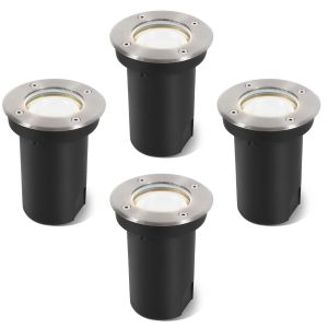 4x Lumi&egrave;res Enterr&eacute;es Pivotant Ip67 3w Lampe De Paysage Enterr&eacute; &Agrave; Led Blanc Neutre - Argent Bo&icirc;tier, &Eacute;clairage Ext&eacute;rieur - Neuf