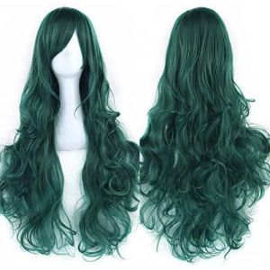 Ershi-80cm Longue Perruque De Cosplay De Cheveux Naturels Bouclés Avec Une Frange Colorée Halloween Costume Party Perruques Pour L[6 - Neuf