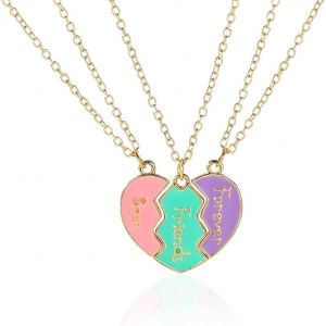 Asas-3 Pièces Amitié Pendentif Collier Ensemble,Meilleur Ami Cadeau D'anniversaire Collier Bff - Neuf