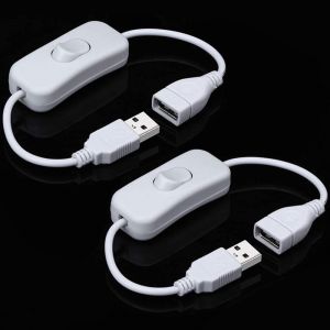 2PCS Câble USB DC mâle vers femelle avec interrupteur marche/arrêt-blanche,interrupteur à bascule en ligne d'extension USB pour enregistreur de conduite,lampe de ventilateur USB,bandes LED - Neuf