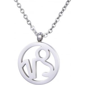 Kal-Collier Pour Femmes En Acier Inoxydable Argent Avec Pendentif Signe Du Zodiaque Dans Petit Sac - Neuf