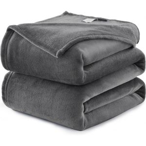 Kalanka-Plaid Couverture Polaire Flanelle En Microfibre, Jet&eacute; De Canap&eacute; 220x240 Gris Anthracite, Couverture Lit Jete De Canape 2 Personnes, Plaid Fourrure Grand Chaud Et Doux En Peluche, 240x220 - Neuf