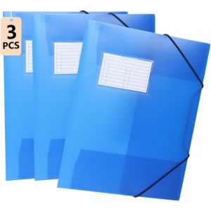 3 Pack A4 Plastic Elastic Binders Strong Durable Folder For Boys And Girls (Blue) - Neuf