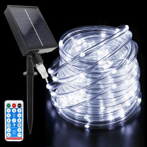 Kal-Led Tube Lumineux Solaire, 22m 200 Led Étanche Guirlande Lumineuse Tube, Avec 8 Modes D'éclairage, Solaire Ruban Lumineux Pour Jardin Noël Mariage Fête Extérieur Intérieure Décoration - Neuf