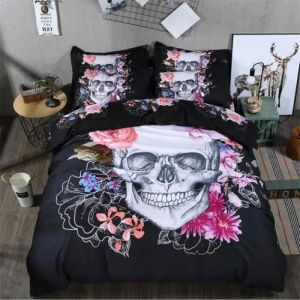 Tête De Mort Housse De Couette Définit 3d Parure De Lit Tête De Mort Halloween Tête De Mort Avec Housse De Couette Avec Taie D'oreil - Neuf