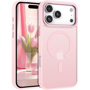 TRAHOO-Coque Magn&eacute;tique pour iPhone 17 Pro Max, 6,9 Pouces, Compatible avec MagSafe, Etui Translucide Mat Arri&egrave;re Housse Fine Antichoc Case, Coque pour iphone 17 Pro Max, Rose - Neuf