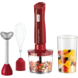 NouvelHorizonstore-Mixeur plongeant 3 en 1 : mixeur, fouet, hachoir Blender Rouge (bol 600 ml, smoothies, soupes, sauces, dips, lames en acier inoxydable, lavables au lave-vaisselle, sans BPA) 27142 - Neuf