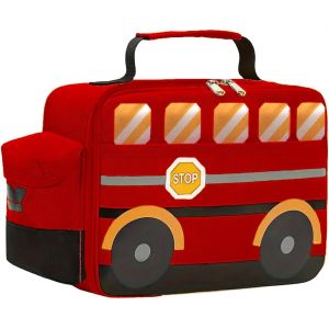 Ulteronixshop-Sac Isotherme Repas Enfant Bus Scolaire &iquest; Glaci&egrave;re pour Transporter Lunch Box, Gourde, Accessoires et Encas - Sac Gouter Id&eacute;al pour Ecole, Pique-Nique, Rouge - Neuf