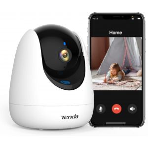 Cp3pro Wifi Indoor Surveillance Camera 360° Camera 360° Connected Smartphone, One-Click Call, Animal Detection/Crying/Human Body/Movement, Night Vision, Alexa For Baby/Pets - Neuf