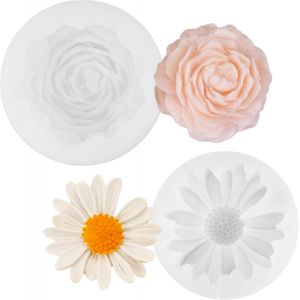 Kal-2 Pcs Moule Bougie Silicone 3d Diy, Moule En Silicone Pivoine Fleur, Moule En Silicone En Forme De Marguerite, Silicone Bougie Verser Moules, Pour Bougie Diy - Neuf