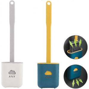 Brosse de toilette en silicone,2 pièces Brosse de toilette en silicone antibactérienne Brosse de toilette et supports Brosse de toilette en silicone Brosse de toilette pour toilette de salle de bain - Neuf