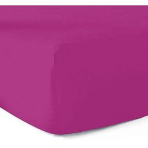 Drap-Housse - 100% Coton - Fuchsia - 140x190 Cm - Tissage 57 Fils/Cm2 - Lavable Jusqu'&agrave; 60&deg; - Neuf