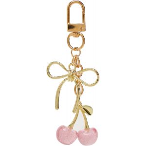 Kalanka-Porte-Cl&eacute;s Cerise Rose Mignon Pour Femme, Breloque Sac &Agrave; Main &Eacute;l&eacute;gante Avec N?Ud Dor&eacute;, Pendentif Cerise Kawaii, Charm Bag Pour Sac, Sac &Agrave; Dos, Cl&eacute;s, Voiture, Id&eacute;e Cadeau Tendance Pour Femmes - Neuf