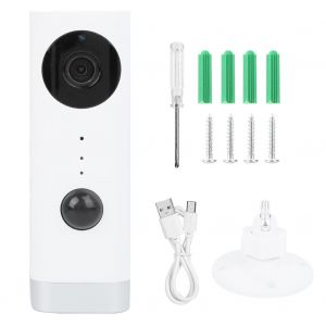 Camera WiFi 1080P avec detection de mouvement, grand angle 166¡ã, audio bidirectionnel, pour la securite de la maison - Neuf