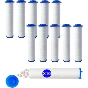 Oppn-Lot De 10 Filtres En Coton Pp-Contient Des Billes De Sulfite De Calcium-Pour Éliminer Les Résidus De Chlore-Cartouche Filtrante De Rechange En Polypropylène-9,5 Cm-Noyau En Coton - Neuf
