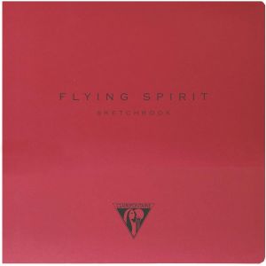 930032c Carnet Cousu Flying Spirit - 50 Feuilles Papier Esquisse Ivoire 15,5x15,5 Cm 90g - Couverture En Carte Rouge - Illustration Imprimée Au Dos Aléatoire - Neuf