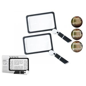 Lot De 2 Loupes Pliantes 5x Avec &Eacute;clairage Pour La Lecture - Neuf