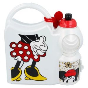 Minnie Mouse - Ensemble Lunchbox Et Bouteille D'eau 400 Ml - Neuf
