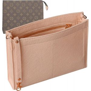 Trousse De Toilette  Organ Ur De Sac &Agrave; Main En Feutre Avec Porte-Cl&eacute;s, Boucle Dor&eacute;e Et Fermeture &Eacute;clair (Taille S, 19, Rose) - Neuf