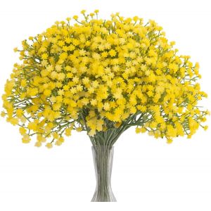 Gypsophila Lot de 10 Fleurs artificielles gypsophile Bouquets de Fleurs artificielles pour Mariage, f&ecirc;te de mari&eacute;e, d&eacute;coration d'int&eacute;rieur (Jaune) - Neuf