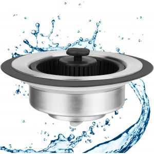 Eryi-Bouchon D'évier De Cuisine, Universel 3 En 1 Coquille En Acier Inoxydableavec Crépine Anti-Colmatage, Filtre D'évier De Remplacement Pour Attrape-Aliments Et Cheveux, Pour Un Trou 72-86 Mm - Neuf