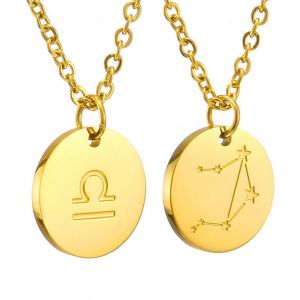 Kal-Zodiac Chain - Collier Pendentif Zodiaque Or/Argent/Or Rose I Collier Zodiaque Acier Inoxydable Femme, Collier Acier Inoxydable Femme - Neuf