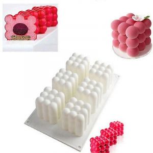 6 Cavit&eacute;s En Silicone Carr&eacute; Bulle Dessert Moule 3d Cube Bougie Moule En Pl&acirc;tre - Neuf