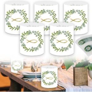 Photophore D&eacute;coratif Poisson, 16 Pcs Mini Photophore Poisson, Lot De Photophores De Table Poisson Eucalyptus, Lot De Lanternes En Forme De Poisson, Pour Bougies Chauffe-Plat Ou Bougies - Neuf