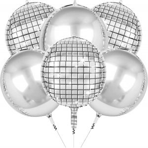 CAUC-6 PCS Disco Ballons, Ballons Disco en Aluminium, 22Inch ballons Aluminium 4D, disco Ballon multicolore, D&eacute;coration de F&ecirc;te disco pour D&eacute;corations de F&ecirc;te des Ann&eacute;es 60,70, 80 et 90 - Neuf